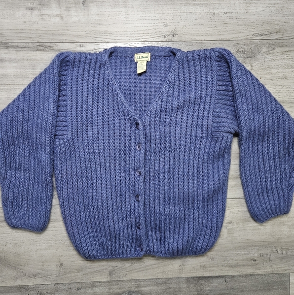 L.L. Bean Sweaters - Vintage LL Bean Mohair wool Cardigan Womens size medium blue